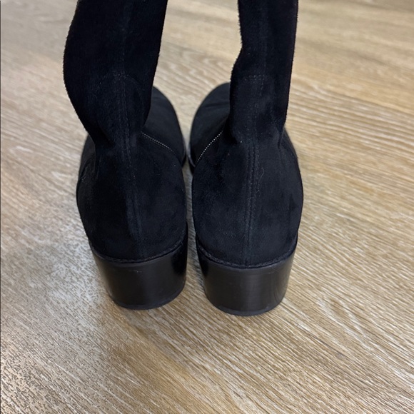 Stuart Weitzman Reserve Black Suede Microstretch Over Knee Block Heel Boots sz 9 - Picture 11 of 16